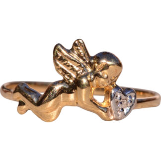 SOLD - The 6th Street: Angel Ring with Natural Diamond in Yellow Gold