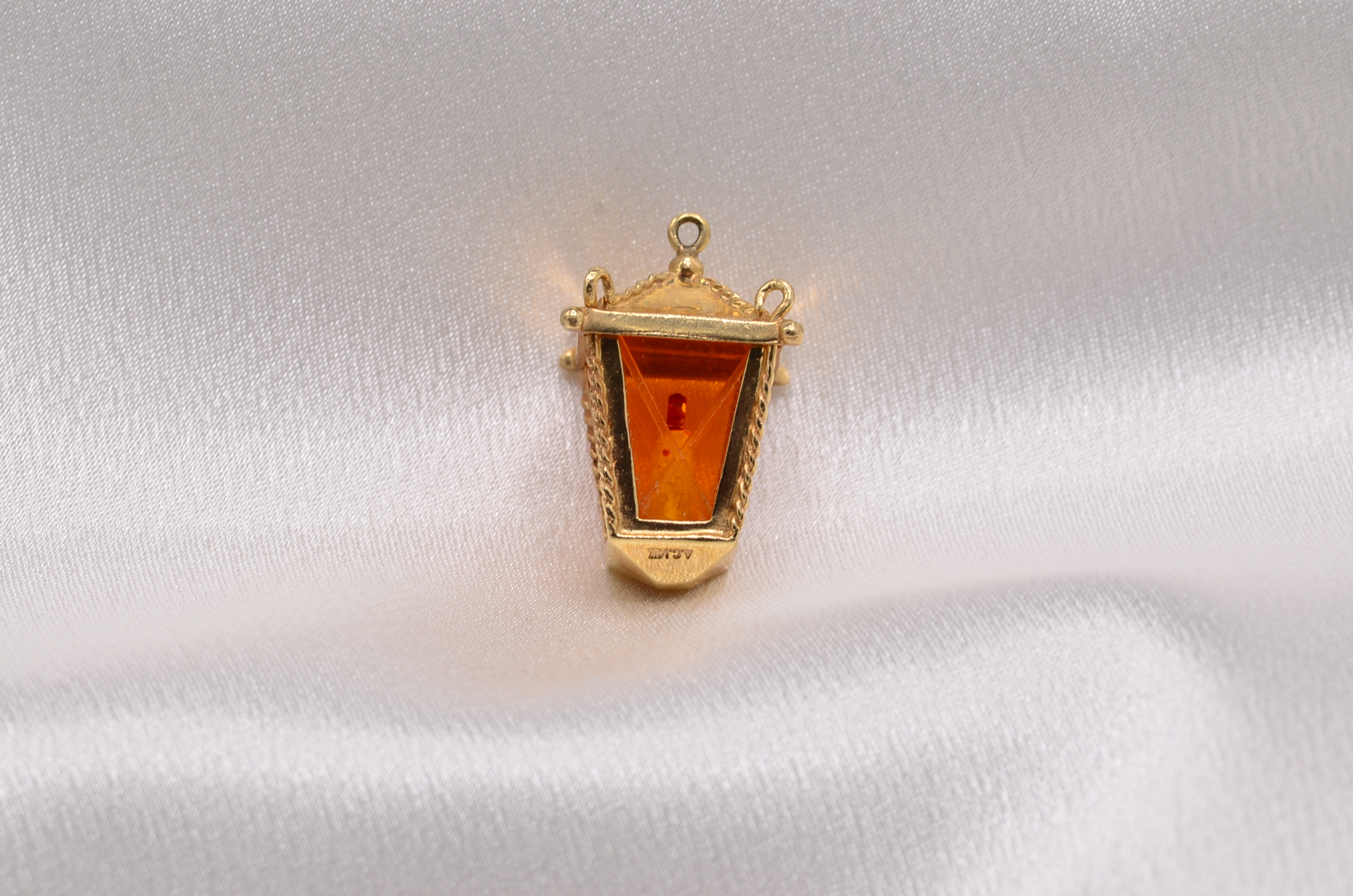 The 17th Street: Custom Antique Lantern Charm in Yellow Gold - Image 2