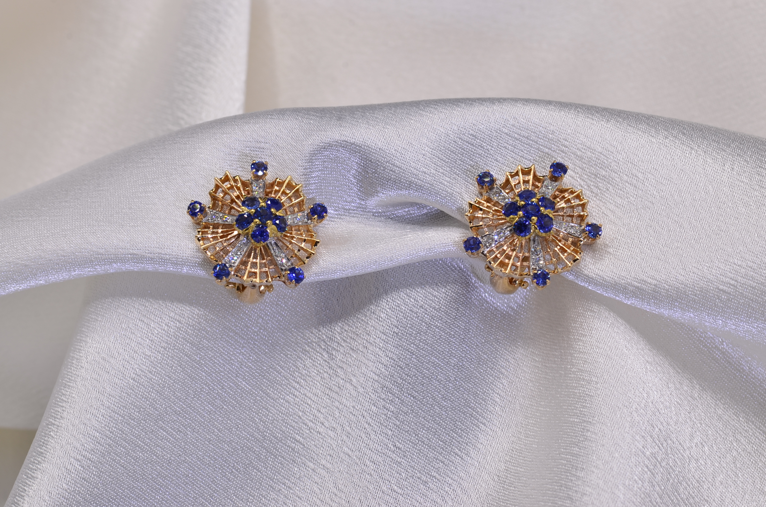 The 81st Street: Antique Sapphire and Diamond Clip Earrings - Image 2