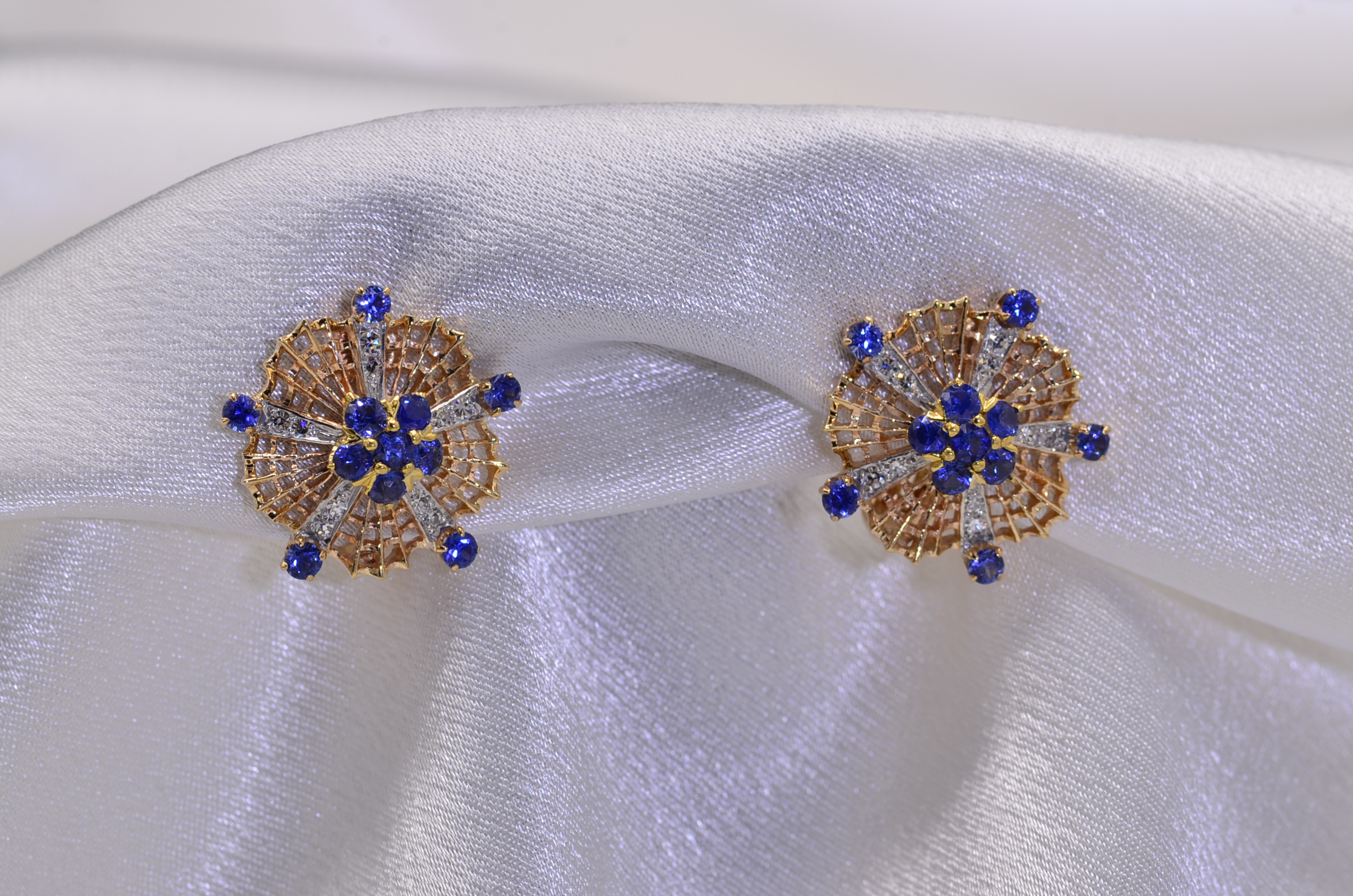 The 81st Street: Antique Sapphire and Diamond Clip Earrings - Image 3