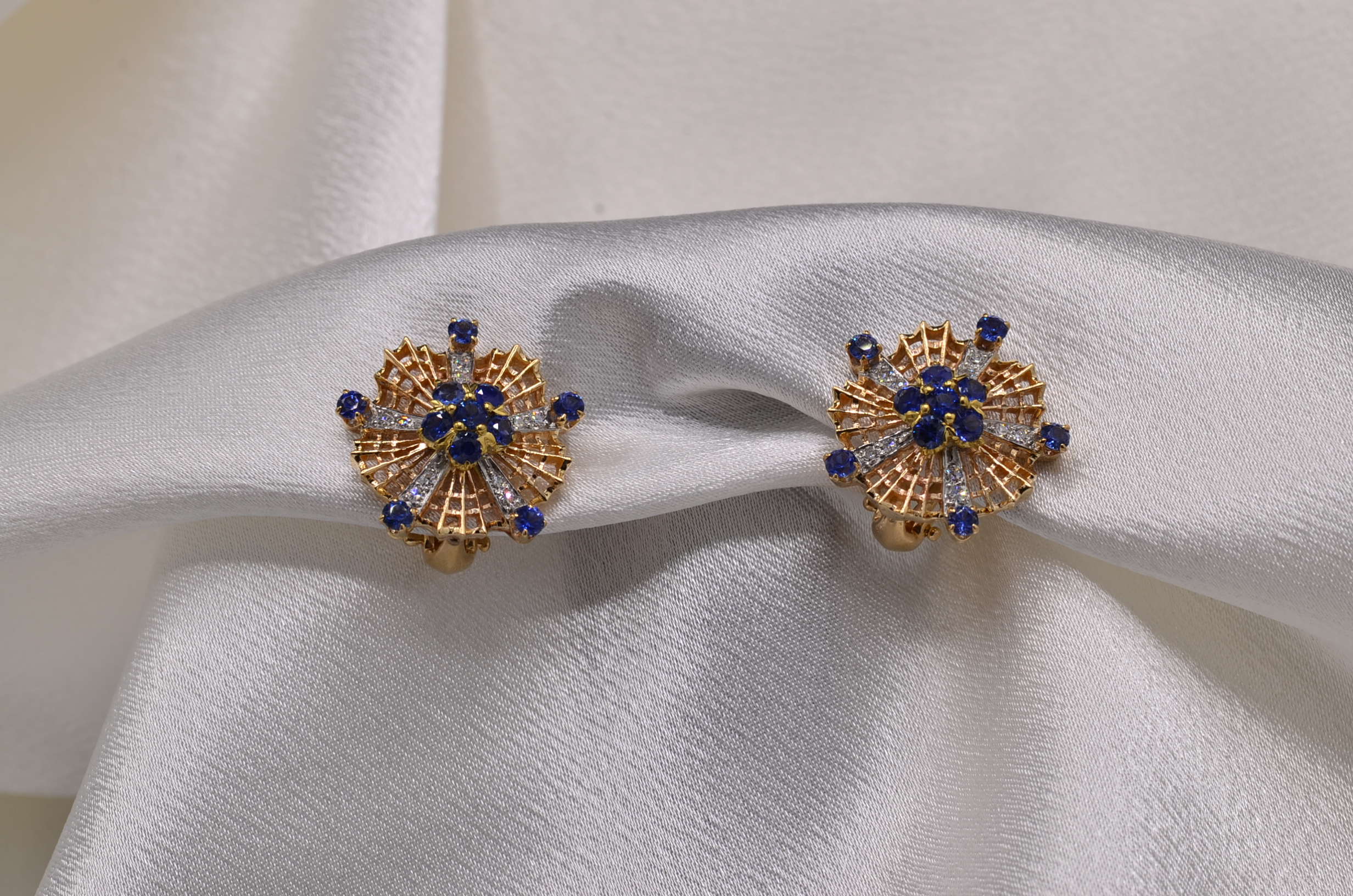 The 81st Street: Antique Sapphire and Diamond Clip Earrings - Image 4