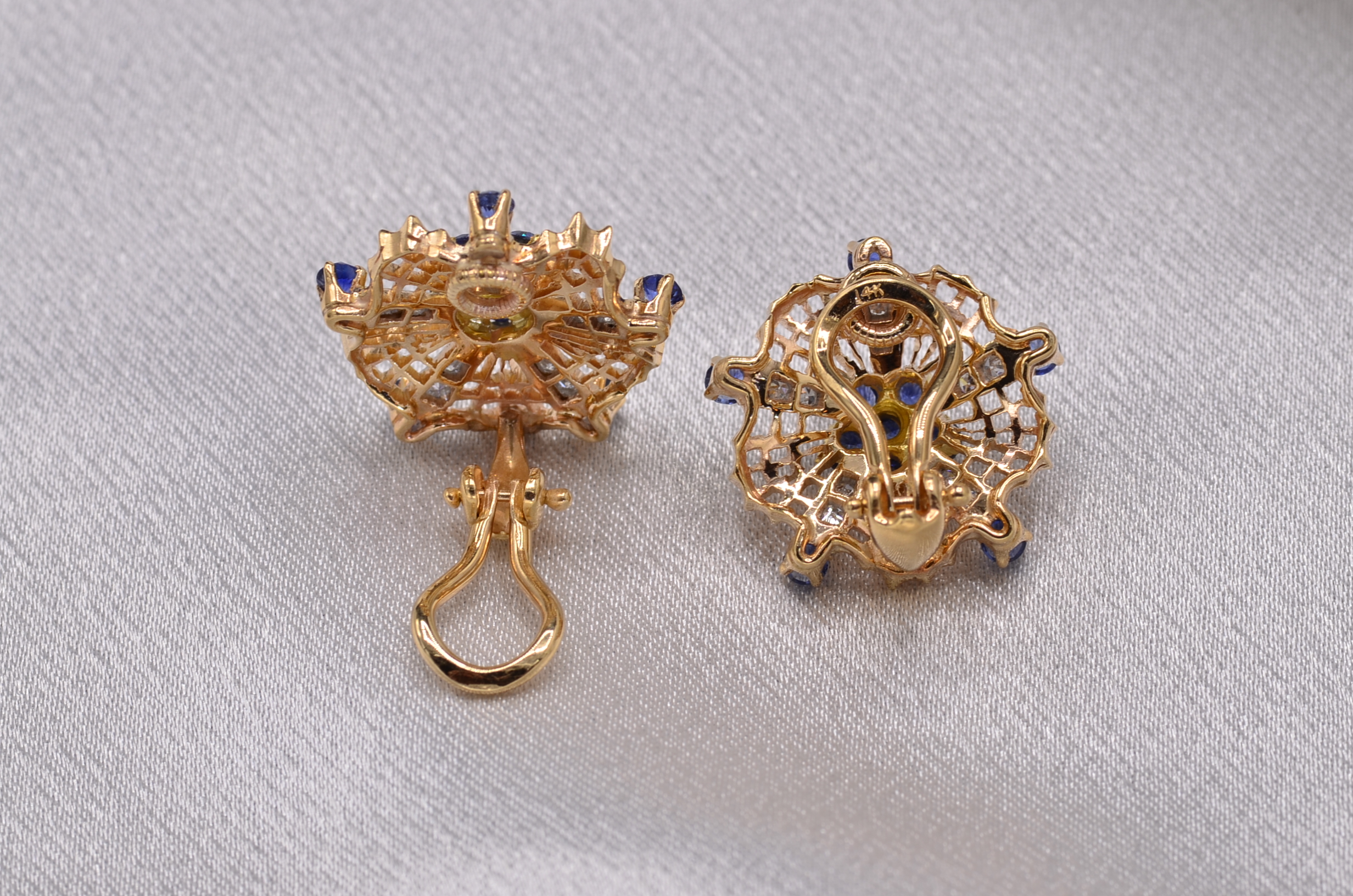 The 81st Street: Antique Sapphire and Diamond Clip Earrings - Image 5