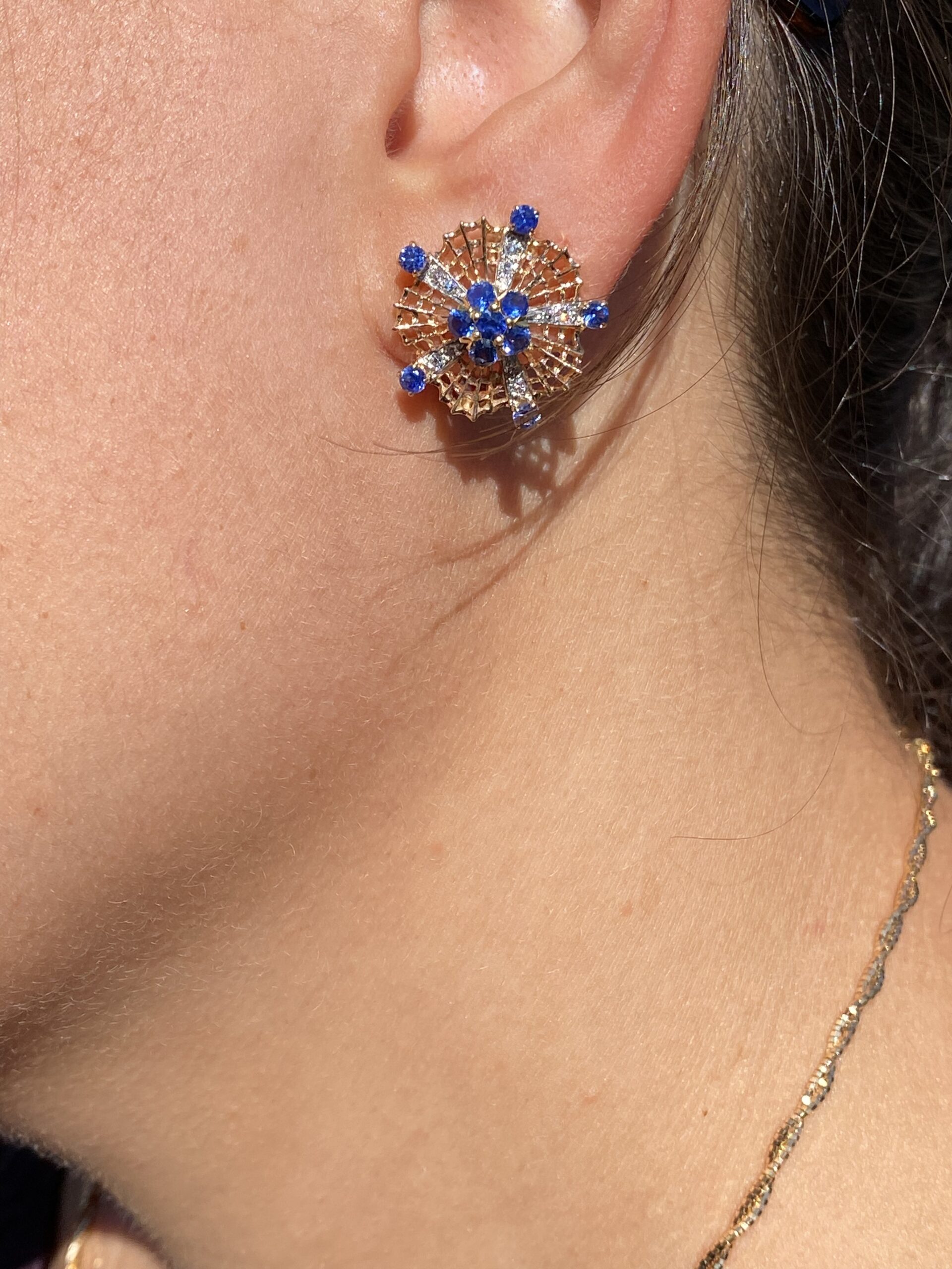 The 81st Street: Antique Sapphire and Diamond Clip Earrings - Image 6