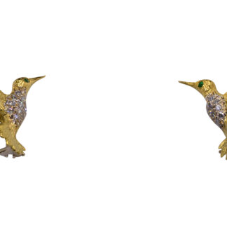 SOLD - The 18th Street:  Mid Century Hummingbird Earrings in Yellow Gold
