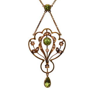SOLD - The 62nd Street:  Art Nouveau Necklace Set with Peridot and Seed Pearl