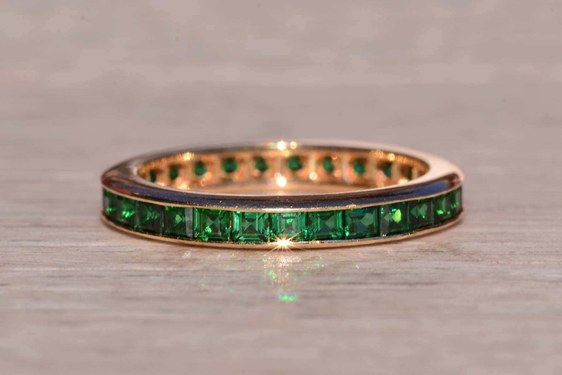 SOLD - The 49th Street: Vintage Channel Set Emerald Eternity Band - Image 2