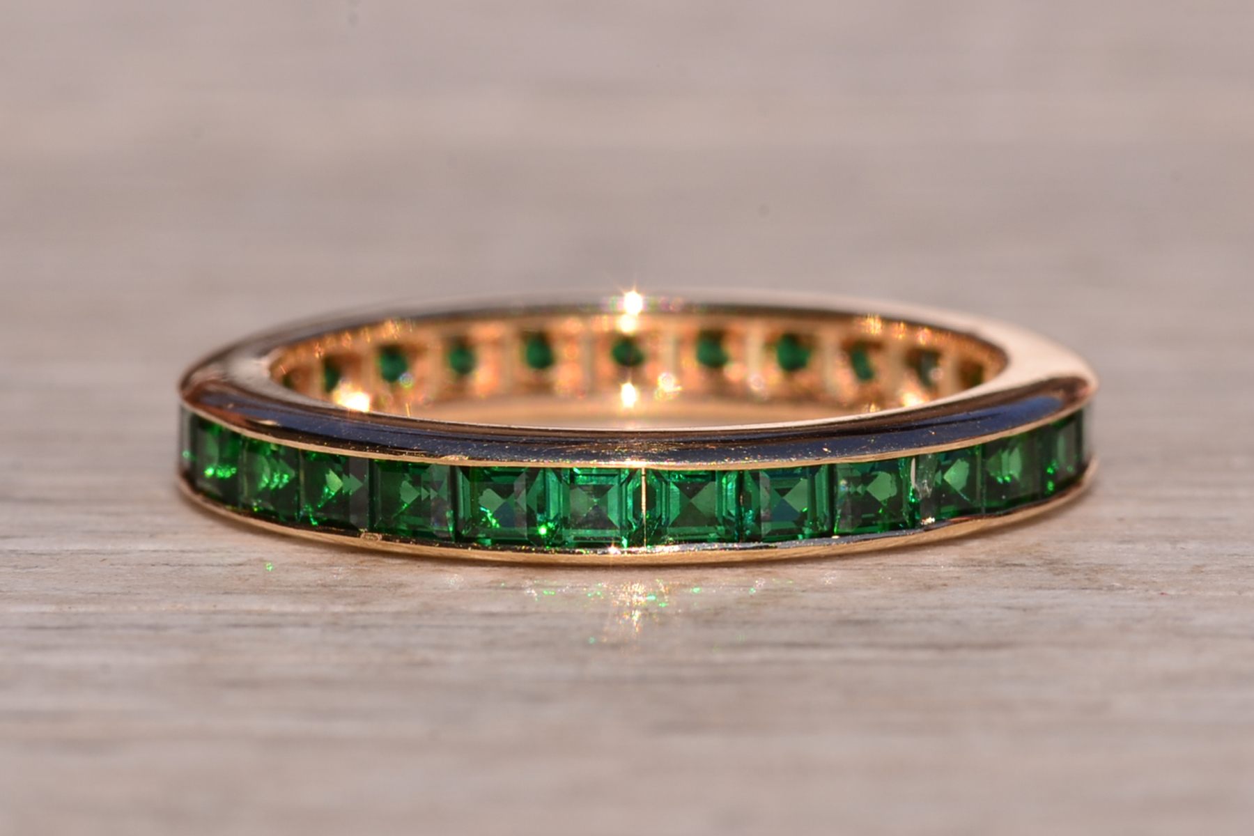 SOLD - The 49th Street: Vintage Channel Set Emerald Eternity Band - Image 3