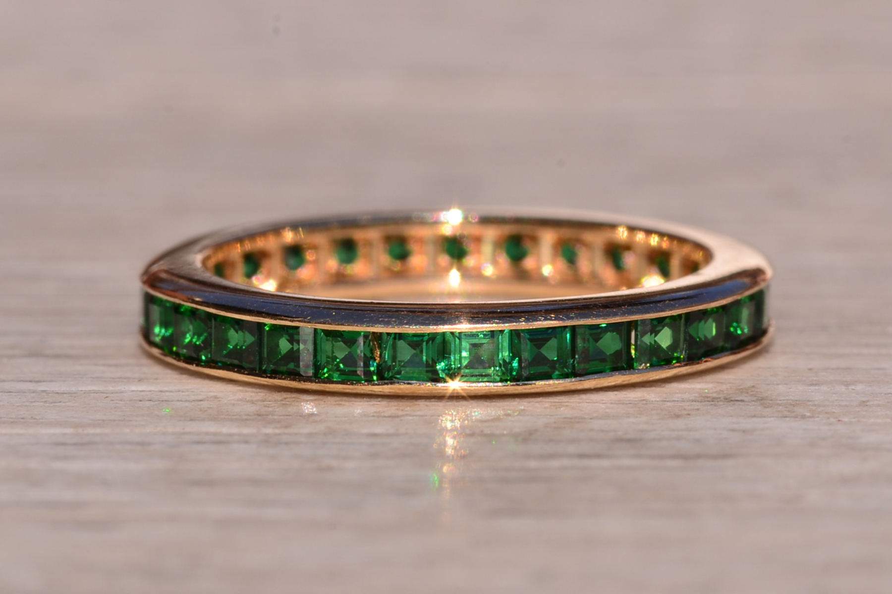 SOLD - The 49th Street: Vintage Channel Set Emerald Eternity Band - Image 4
