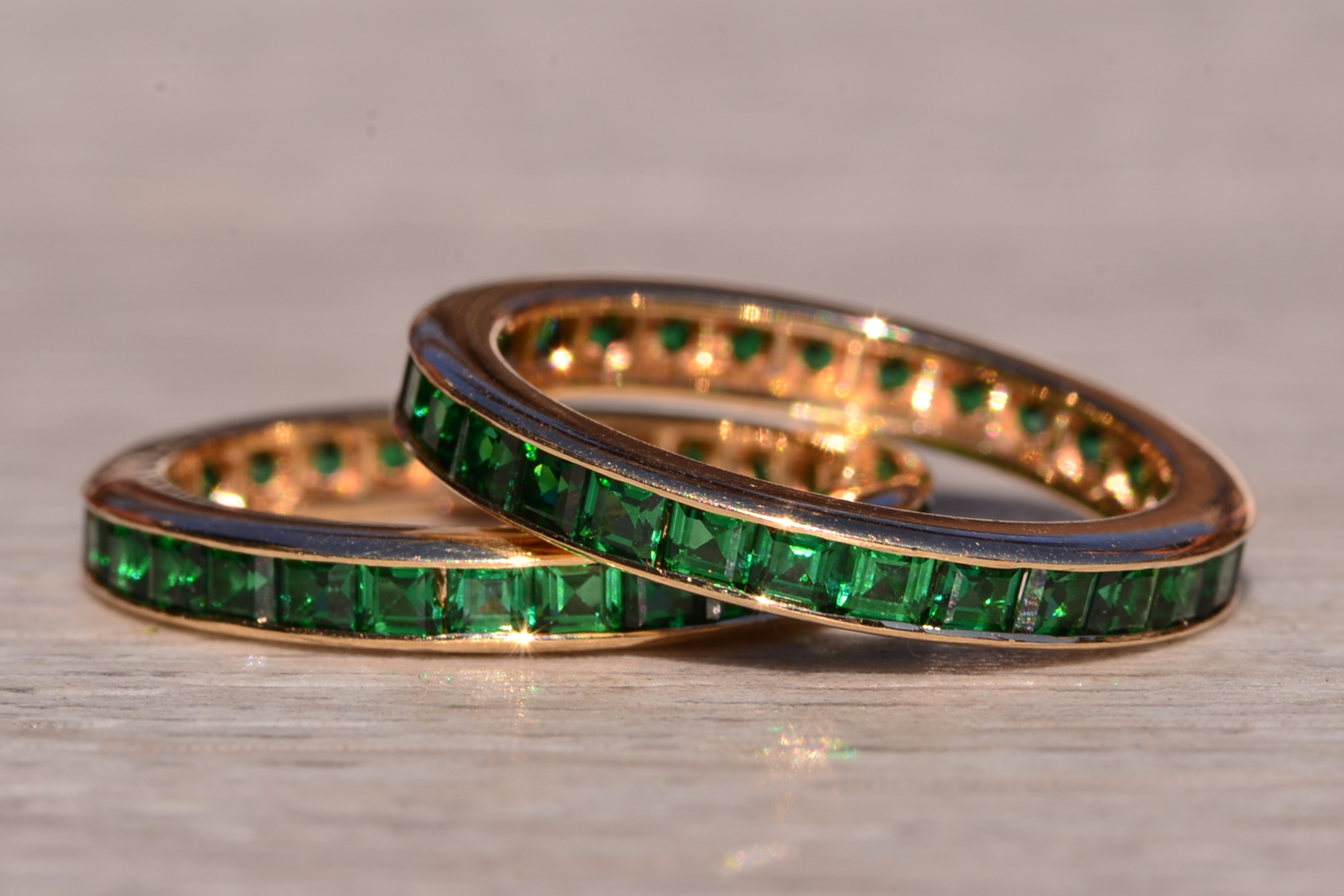 SOLD - The 49th Street: Vintage Channel Set Emerald Eternity Band - Image 5