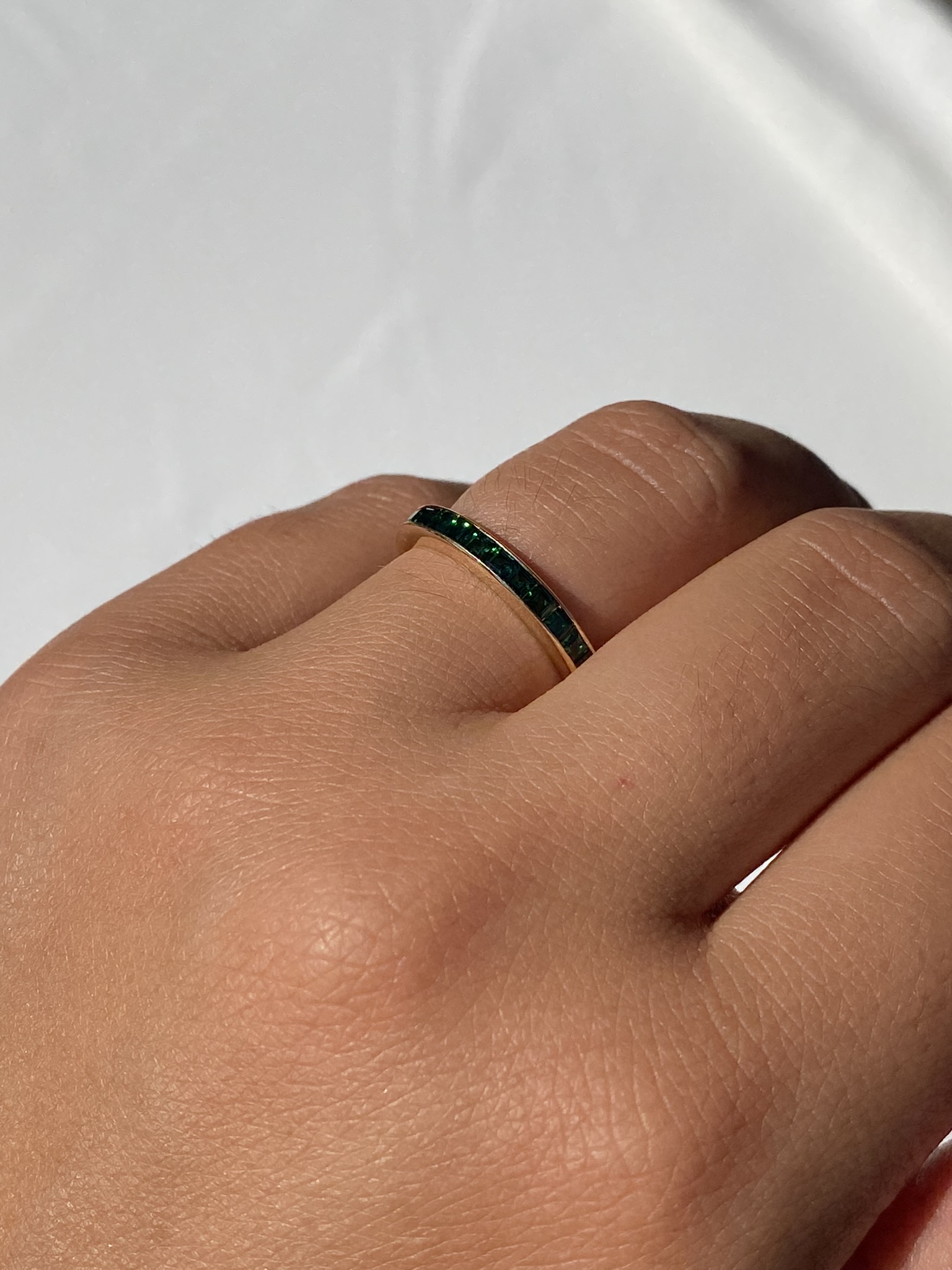 SOLD - The 49th Street: Vintage Channel Set Emerald Eternity Band - Image 8