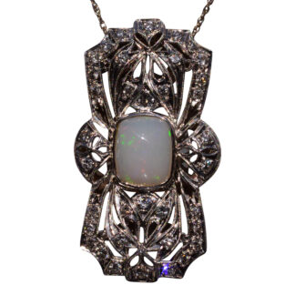 The 183rd Street: Impressive Crystal Opal and Diamond Filigree Pendant