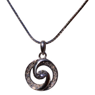 The 127th Street: Spiralized Diamond Necklace in White Gold