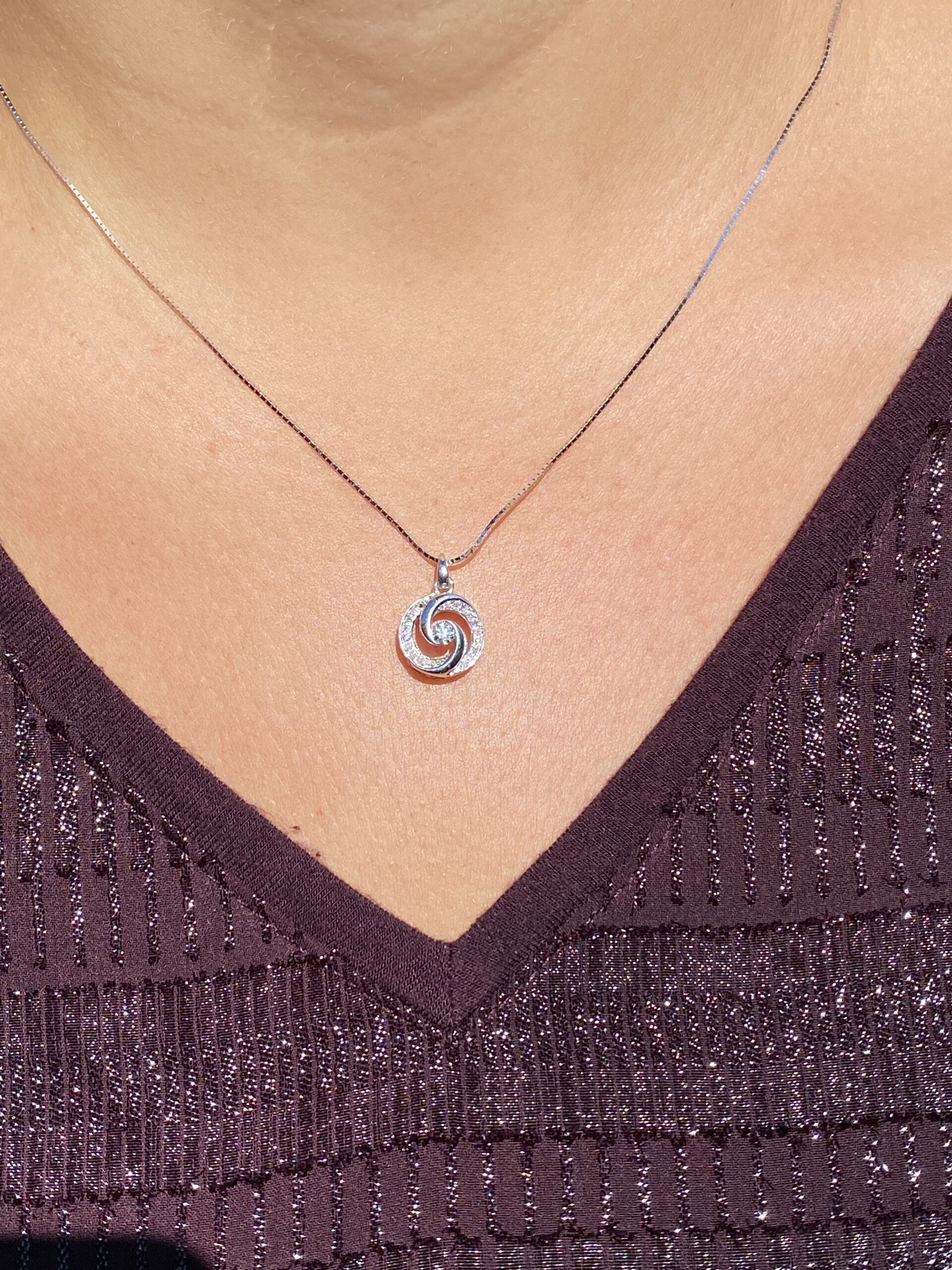 The 127th Street: Spiralized Diamond Necklace in White Gold - Image 4