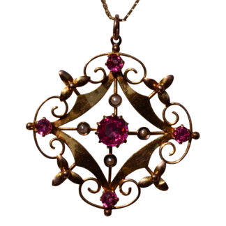 The 185th Street: Antique Seed Pearl and Vivid Pink Doublet Necklace