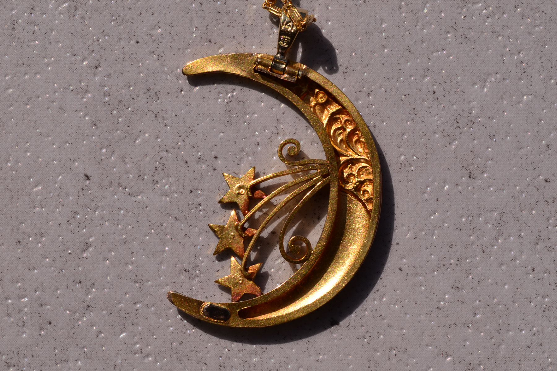 The 124th Street: Art Nouveau Era Crescent Pendant with Seed Pearls - Image 4