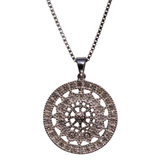 SOLD - The 189th Street:  Filigree and Diamond Pendant in White Gold