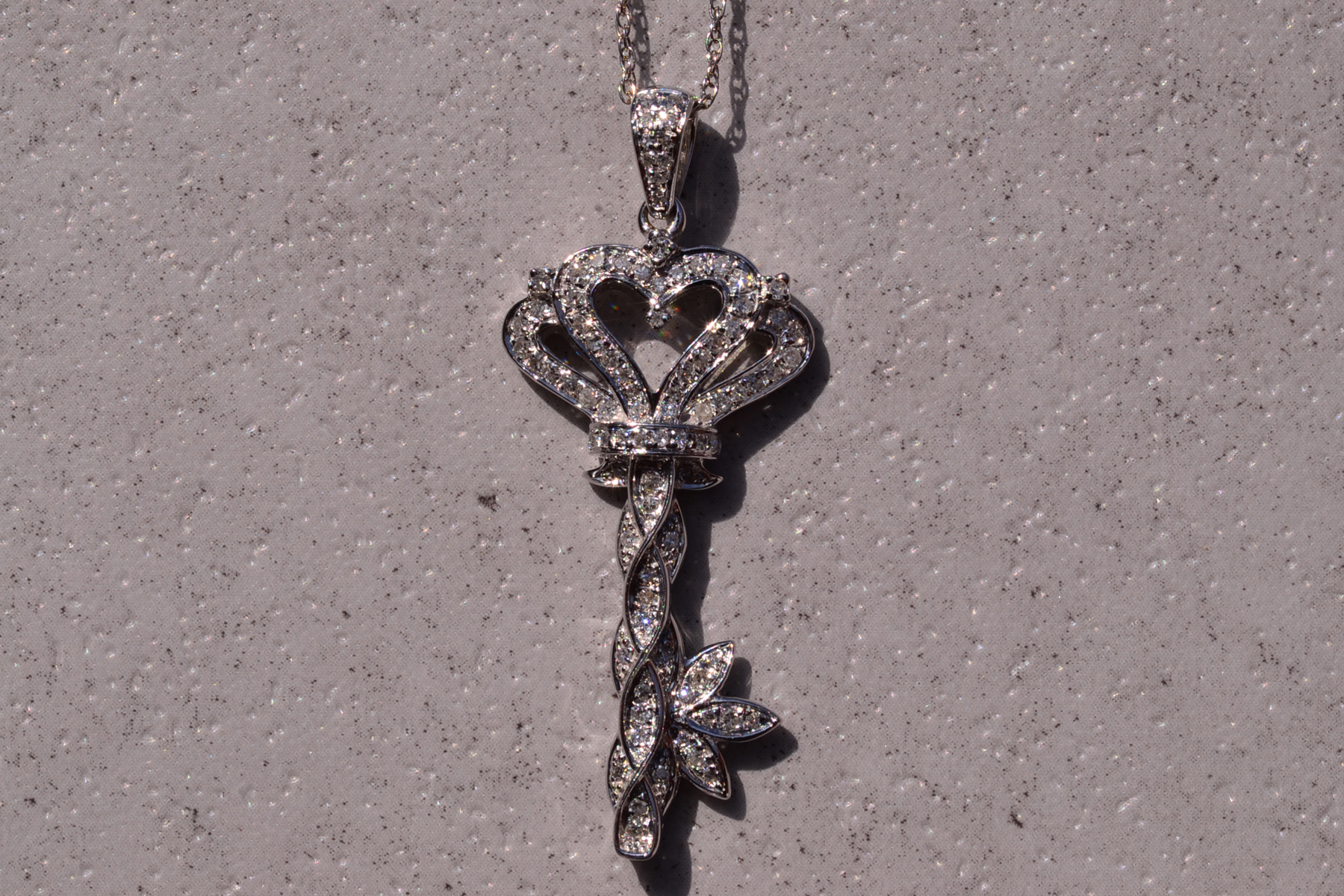The 193rd Street: Diamond Key Necklace in White Gold - Image 2