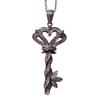 The 193rd Street: Diamond Key Necklace in White Gold