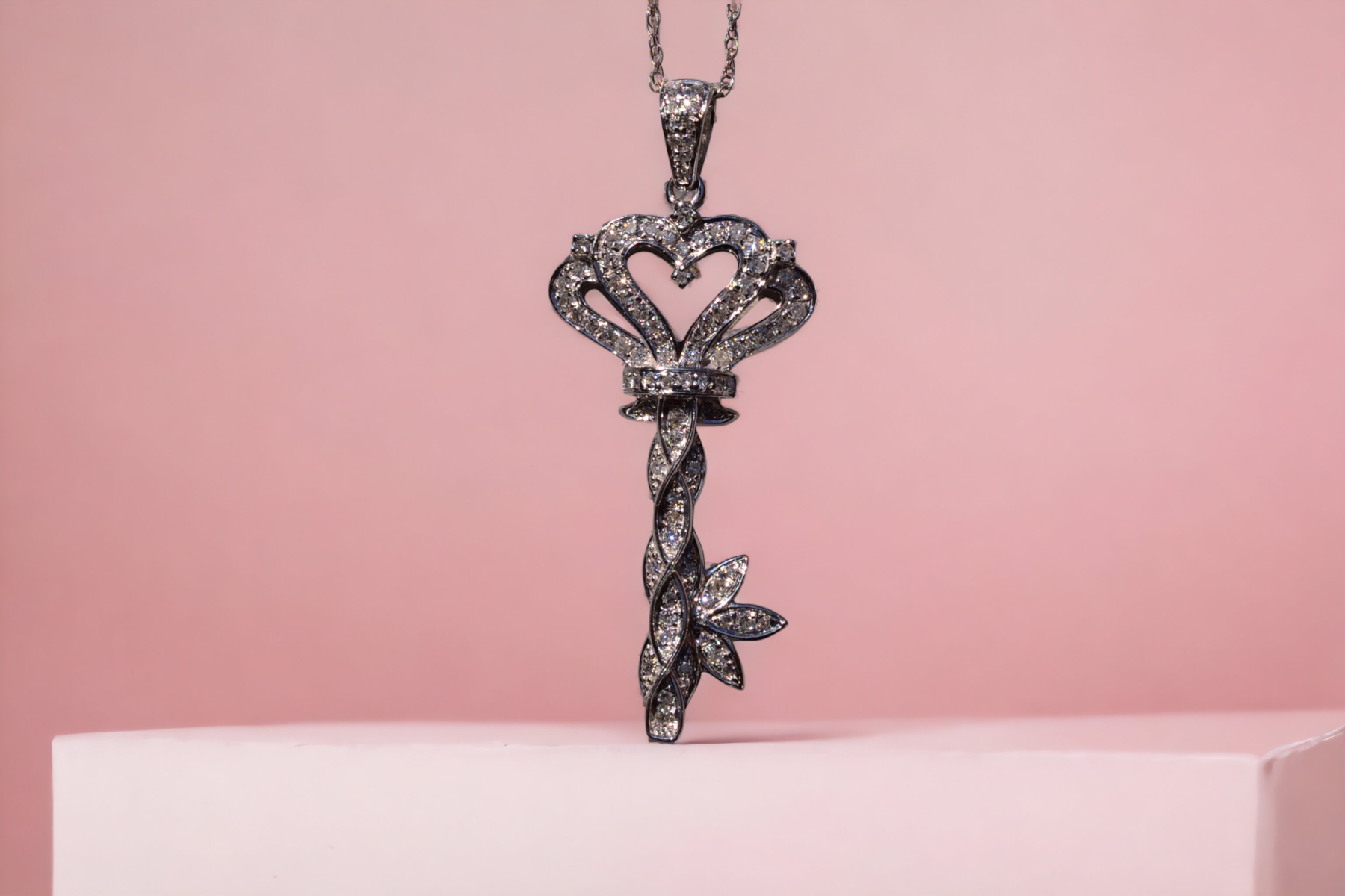 The 193rd Street: Diamond Key Necklace in White Gold - Image 4