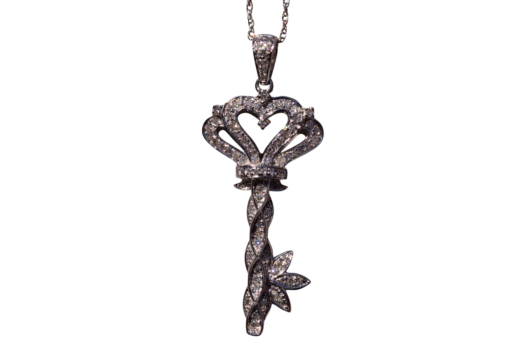 The 193rd Street: Diamond Key Necklace in White Gold