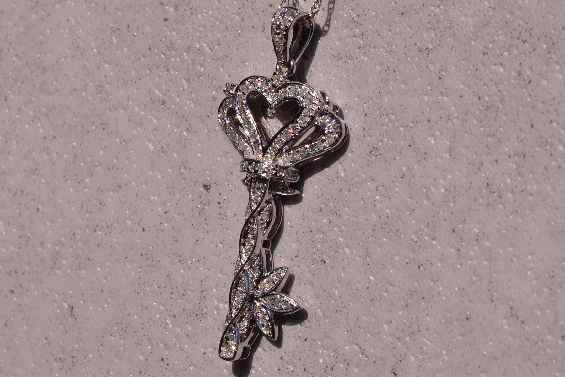 The 193rd Street: Diamond Key Necklace in White Gold - Image 3