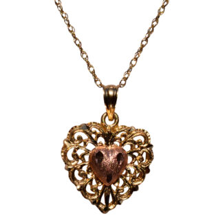 The 187th Street:  Beverly Hills Gold Signed Two Tone Heart Pendant