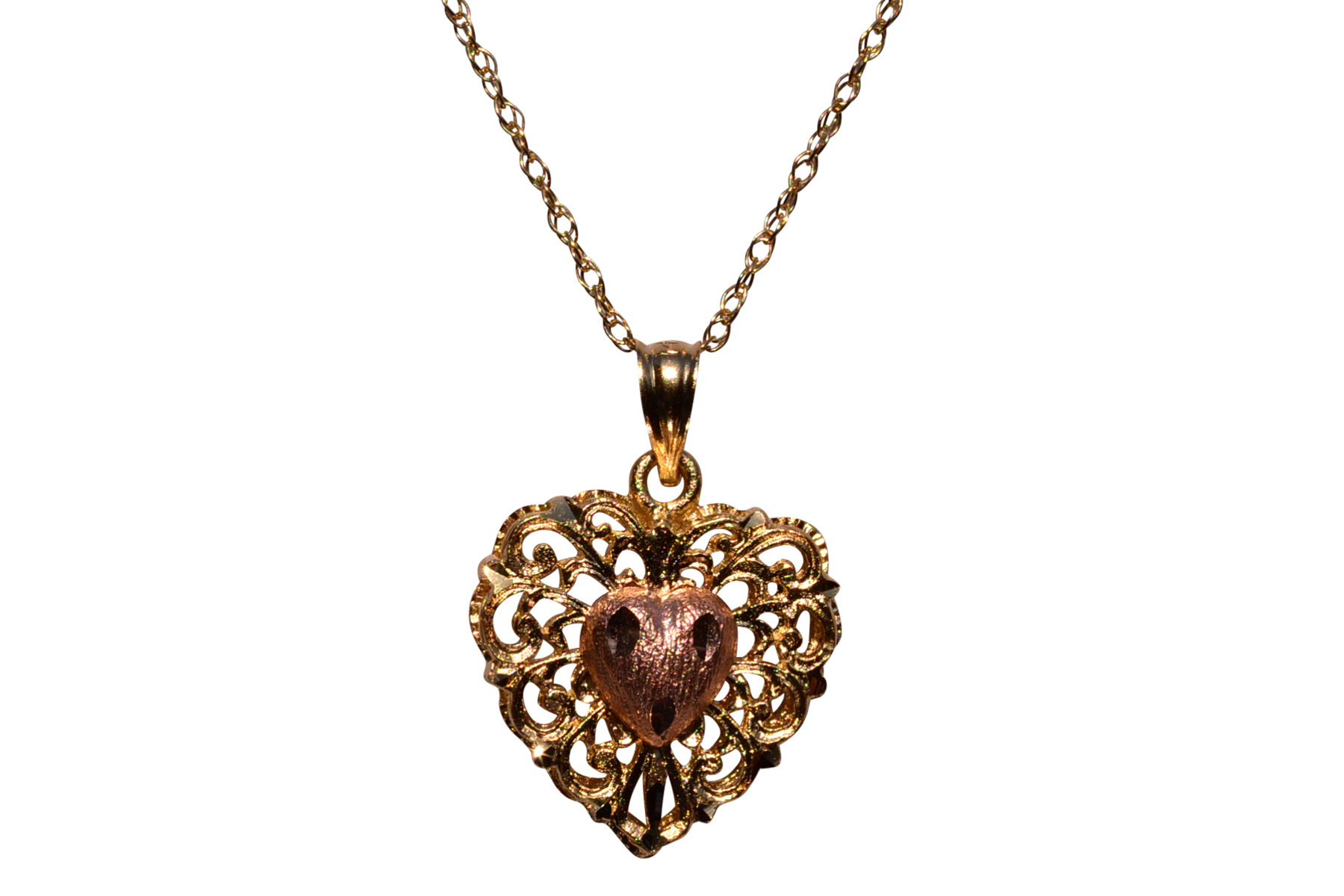 The 187th Street: Beverly Hills Gold Signed Two Tone Heart Pendant