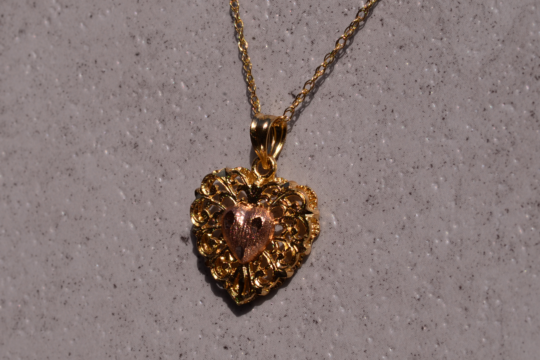 The 187th Street: Beverly Hills Gold Signed Two Tone Heart Pendant - Image 3