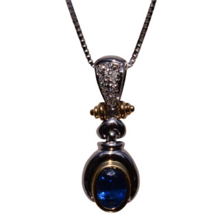 The 164th Street: Two Tone Sapphire and Diamond Pendant