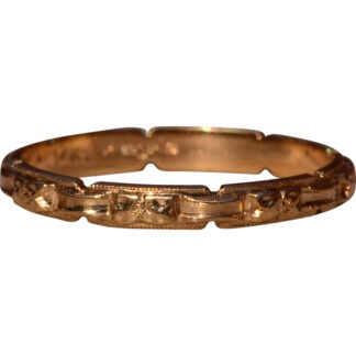 SOLD - The 90th Street:  Antique Yellow Gold Hand Engraved Eternity Band