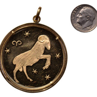 SOLD - The 162nd Street: Uno E Erra Italian Made Massive Zodiac Pendant in Yellow Gold