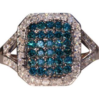 SOLD - The 152nd Street:  Blue and White Diamond Ring in White Gold