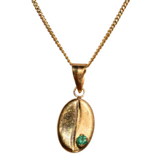 SOLD - The 130th Street: Colombian Coffee Bean Pendant with Natural Colombian Emerald