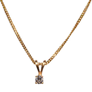 SOLD: The 110th Street:  Mini Prong Set Natural Diamond Solitaire Pendant in Yellow Gold