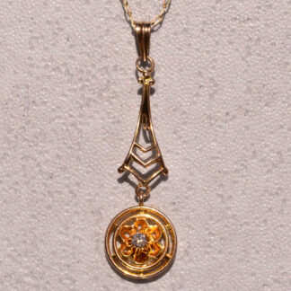The 100th Street: Antique La Valier Necklace with Old Mine Cut Diamond