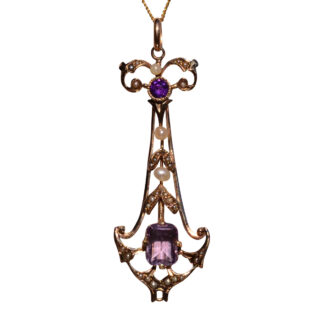 The 151st Street: Antique Seed Pearl and Amethyst Pendant in Rose Gold