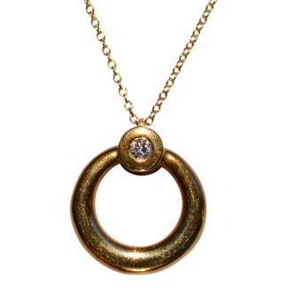 The 105th Street:  Signed Yellow Gold and Natural Diamond Necklace