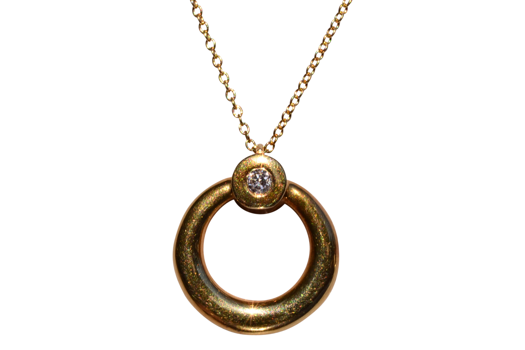 The 105th Street: Signed Yellow Gold and Natural Diamond Necklace