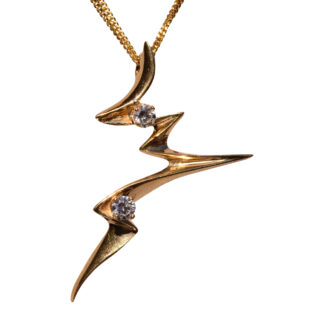 The 144th Street: Yellow Gold Lightning Pendant with Natural Diamonds