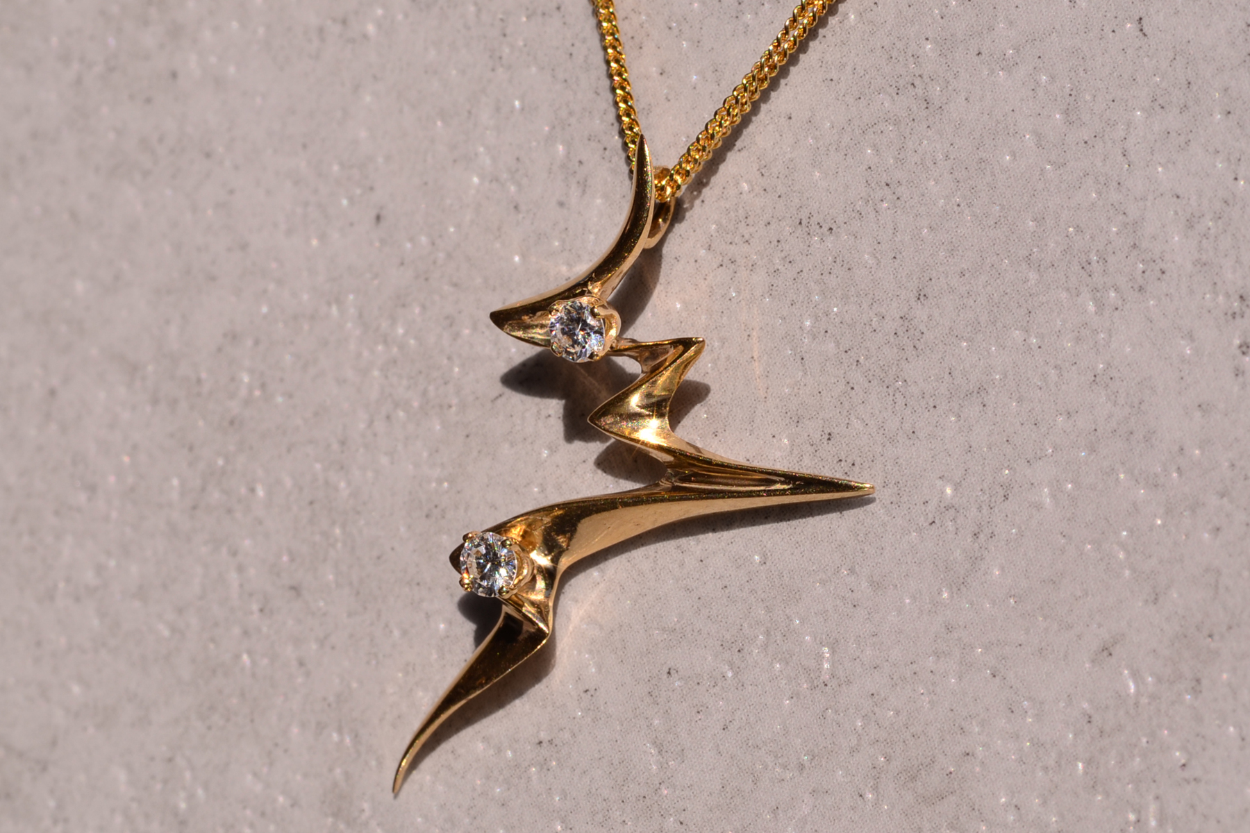 The 144th Street: Yellow Gold Lightning Pendant with Natural Diamonds - Image 3