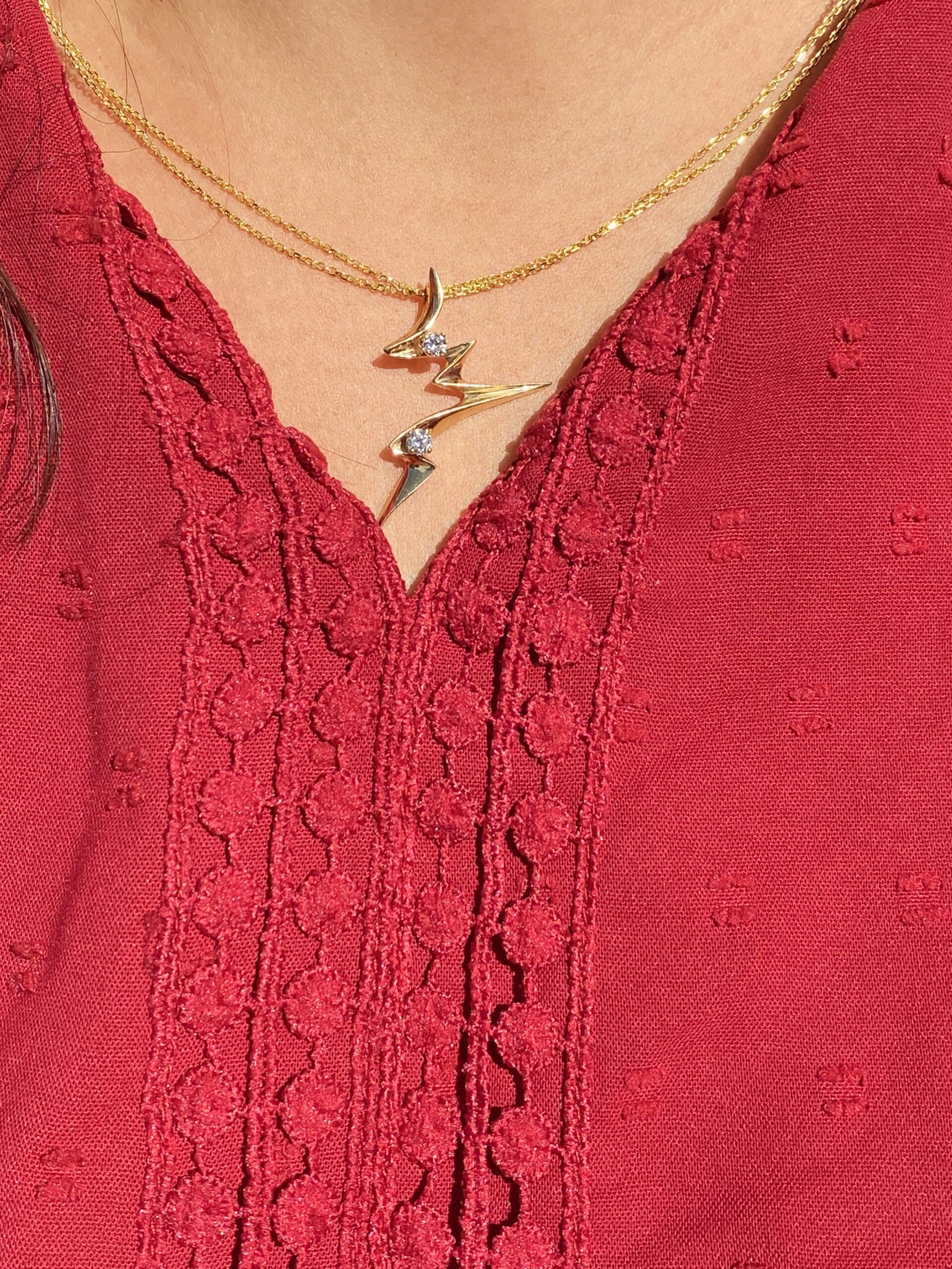 The 144th Street: Yellow Gold Lightning Pendant with Natural Diamonds - Image 4