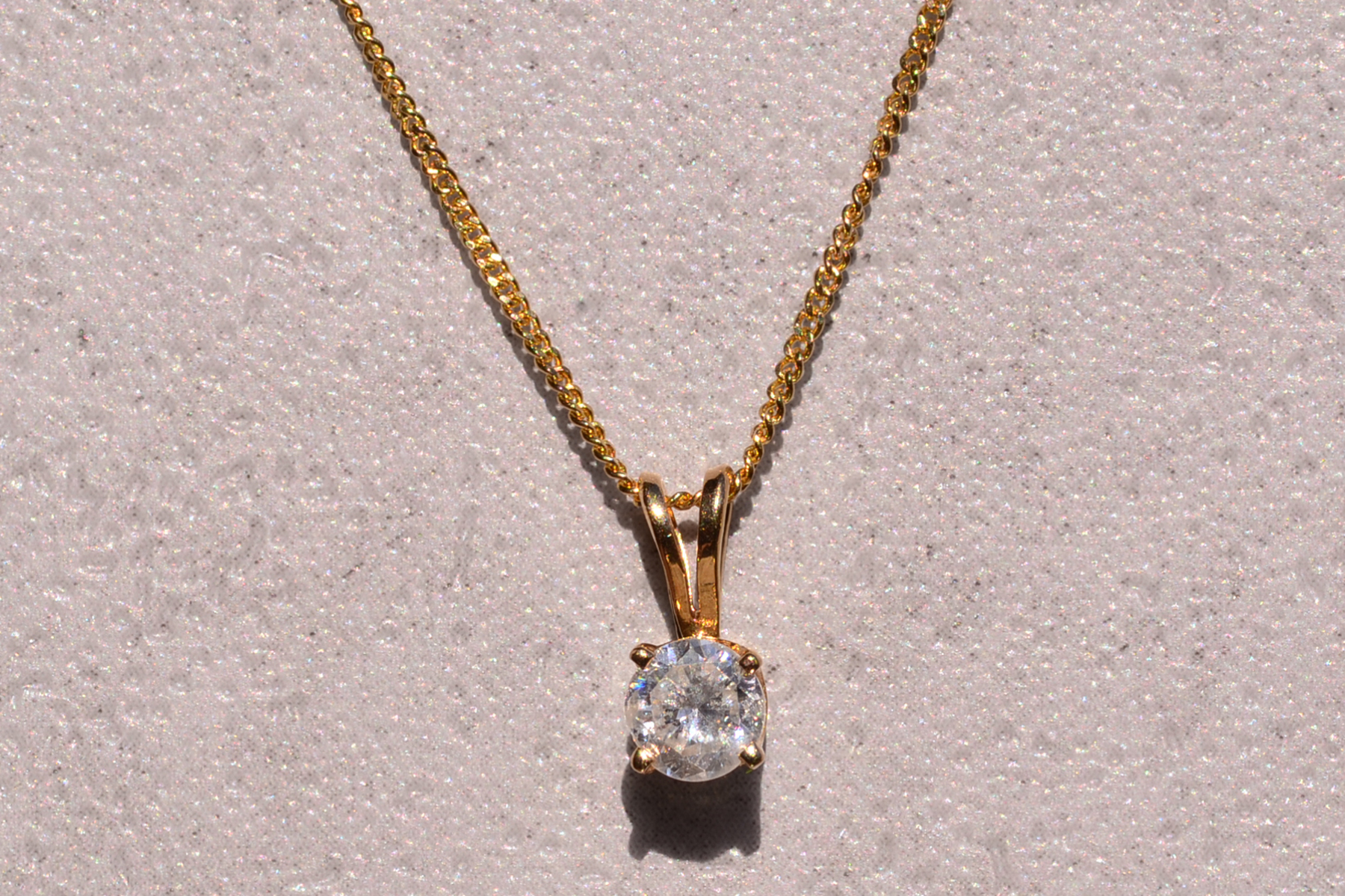 The 109th Street: Prong Set Natural Diamond Solitaire Pendant in Yellow Gold - Image 2