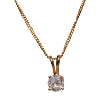 The 109th Street:  Prong Set Natural Diamond Solitaire Pendant in Yellow Gold