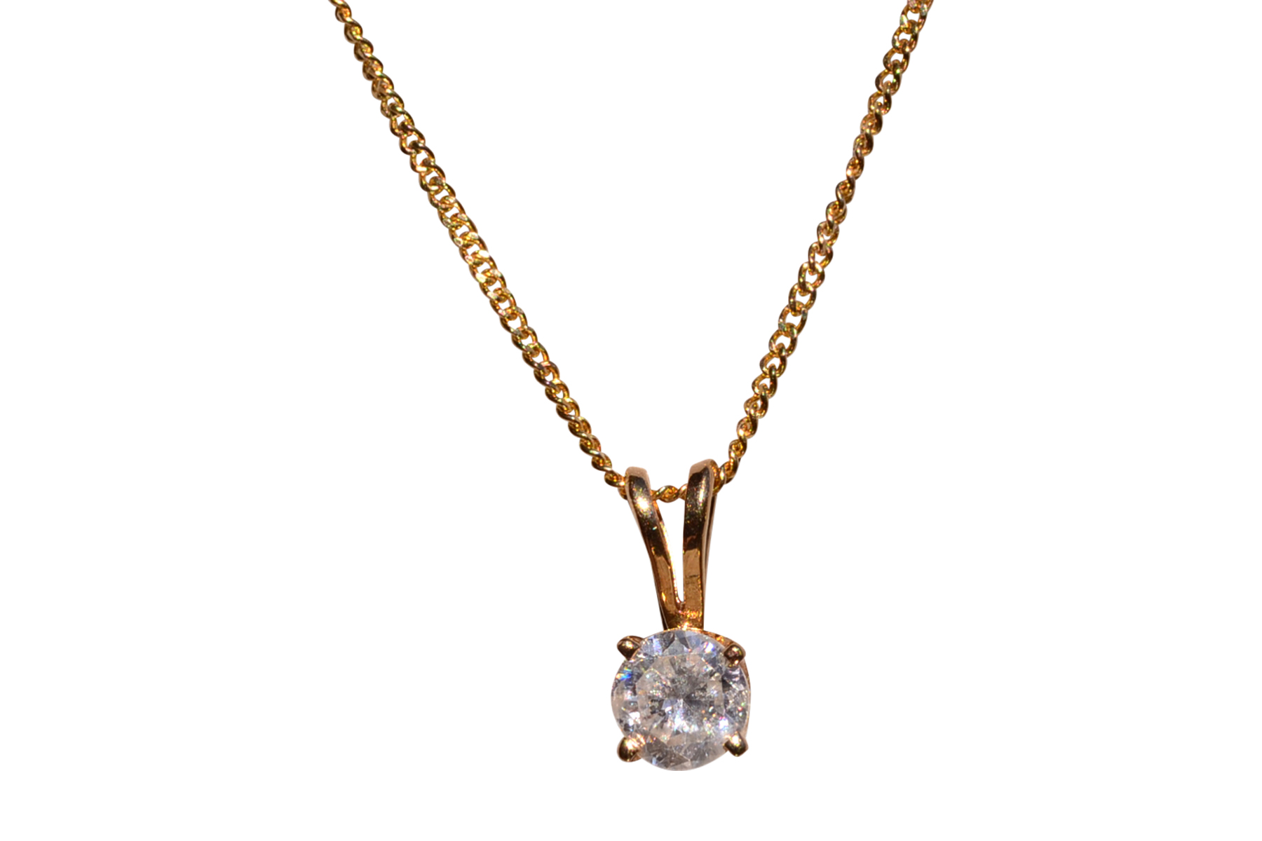 The 109th Street: Prong Set Natural Diamond Solitaire Pendant in Yellow Gold