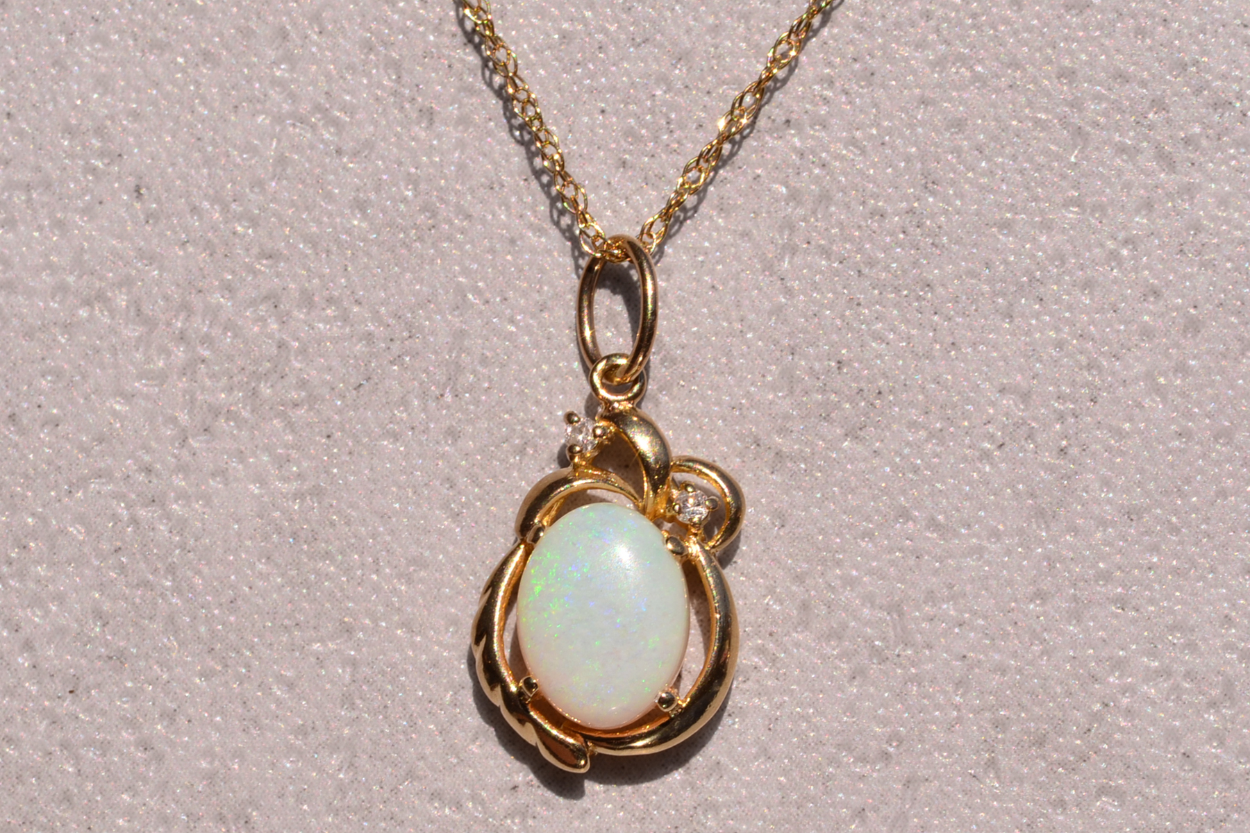 The 98th Street: Australian Opal and Diamond Mid Century Necklace in Yellow Gold - Image 2