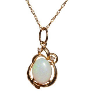 The 98th Street: Australian Opal and Diamond Mid Century Necklace in Yellow Gold