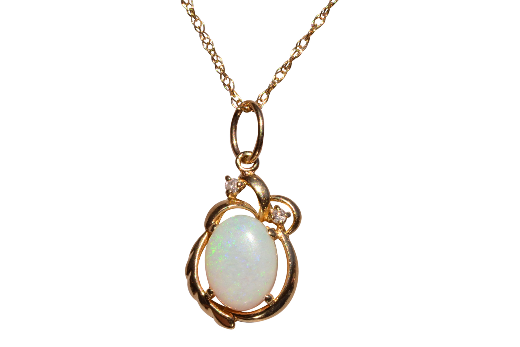 The 98th Street: Australian Opal and Diamond Mid Century Necklace in Yellow Gold