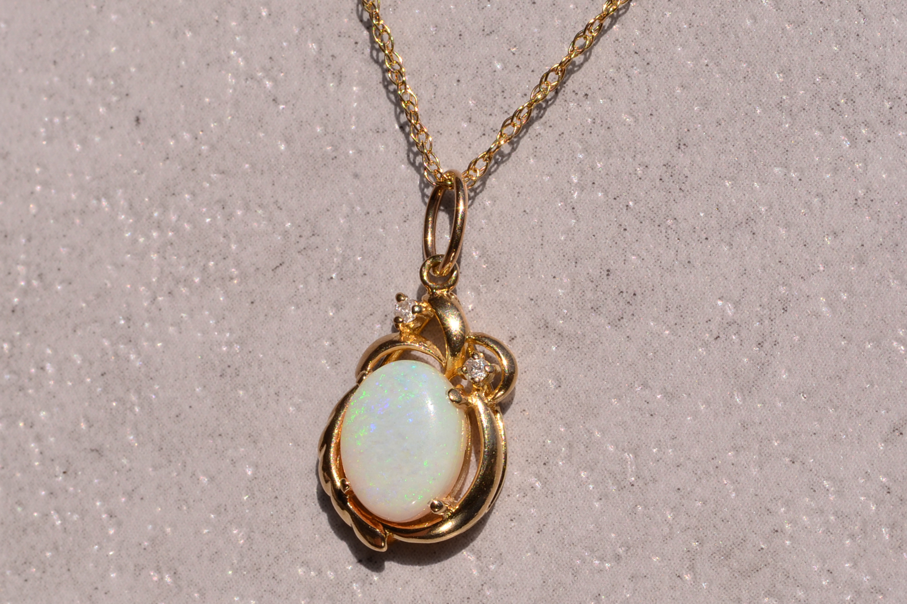 The 98th Street: Australian Opal and Diamond Mid Century Necklace in Yellow Gold - Image 3