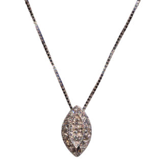SOLD - The 148th Street:  Navette Natural Diamond Pendant in White Gold