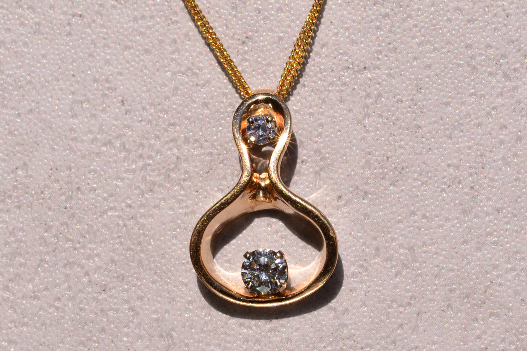 The 140th Street: Vintage Yellow Gold and Natural Diamond Modernist Pendant - Image 2